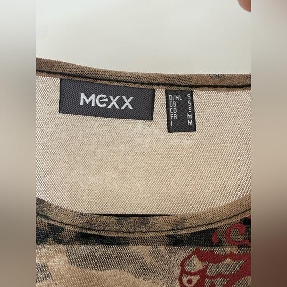 MEXX Dragon Tattoo Mesh Top Y2K Sheer Long Sleeve Size S - Picture 4 of 4